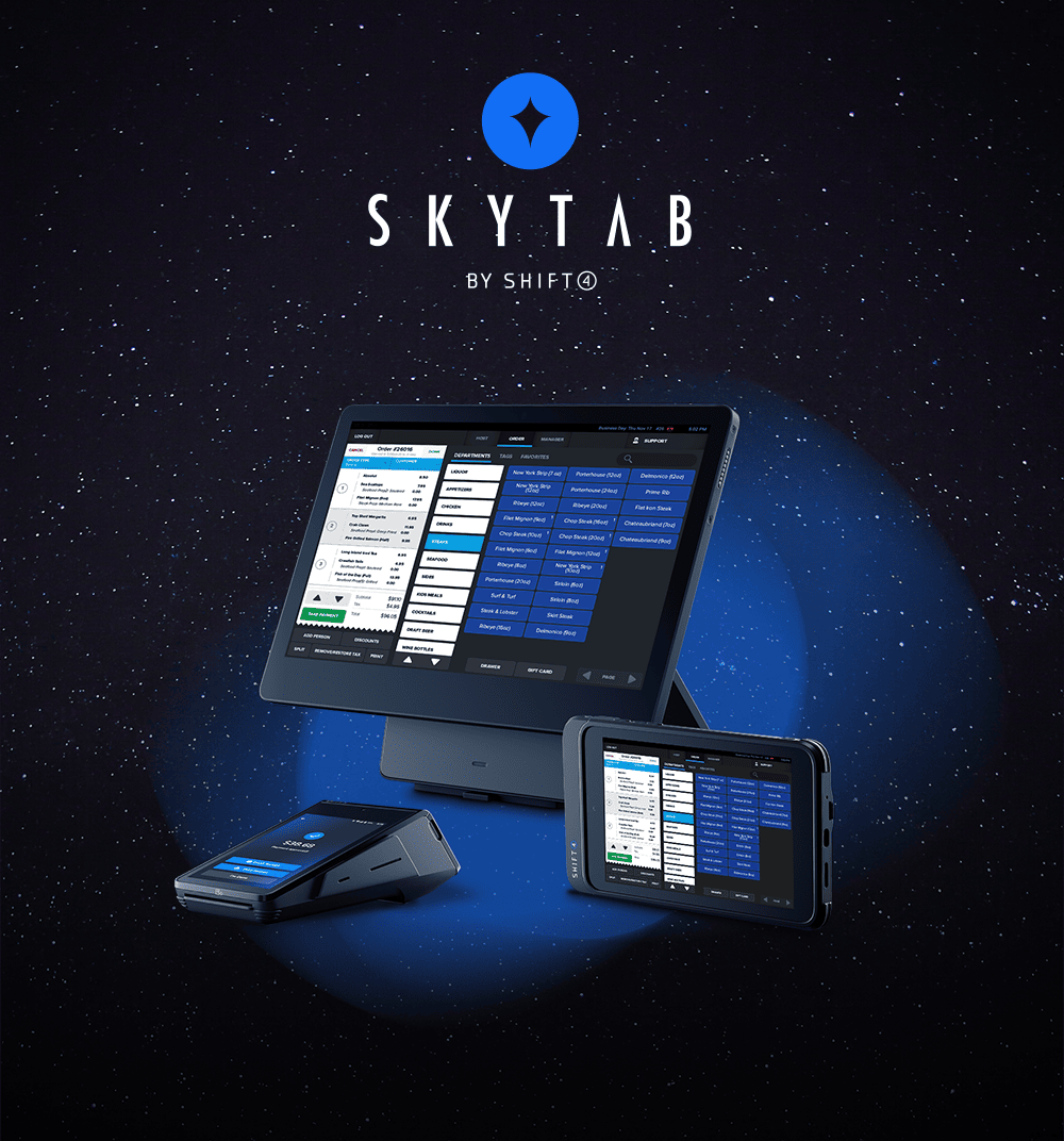 SkyTab POS device cluster image and logo