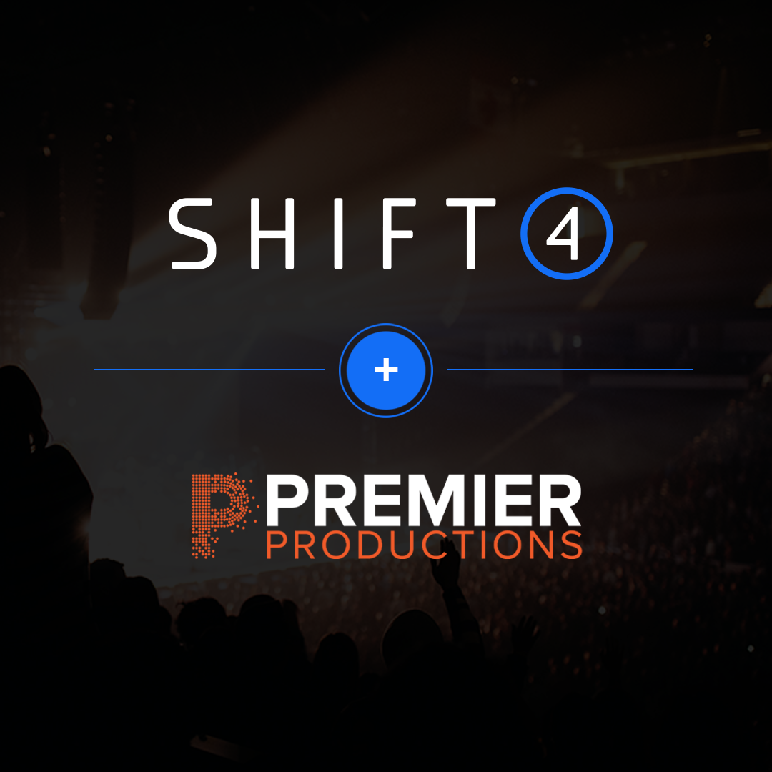 Premier Productions partners with Shift4 to process payments Shift4 and Premier Productions logos