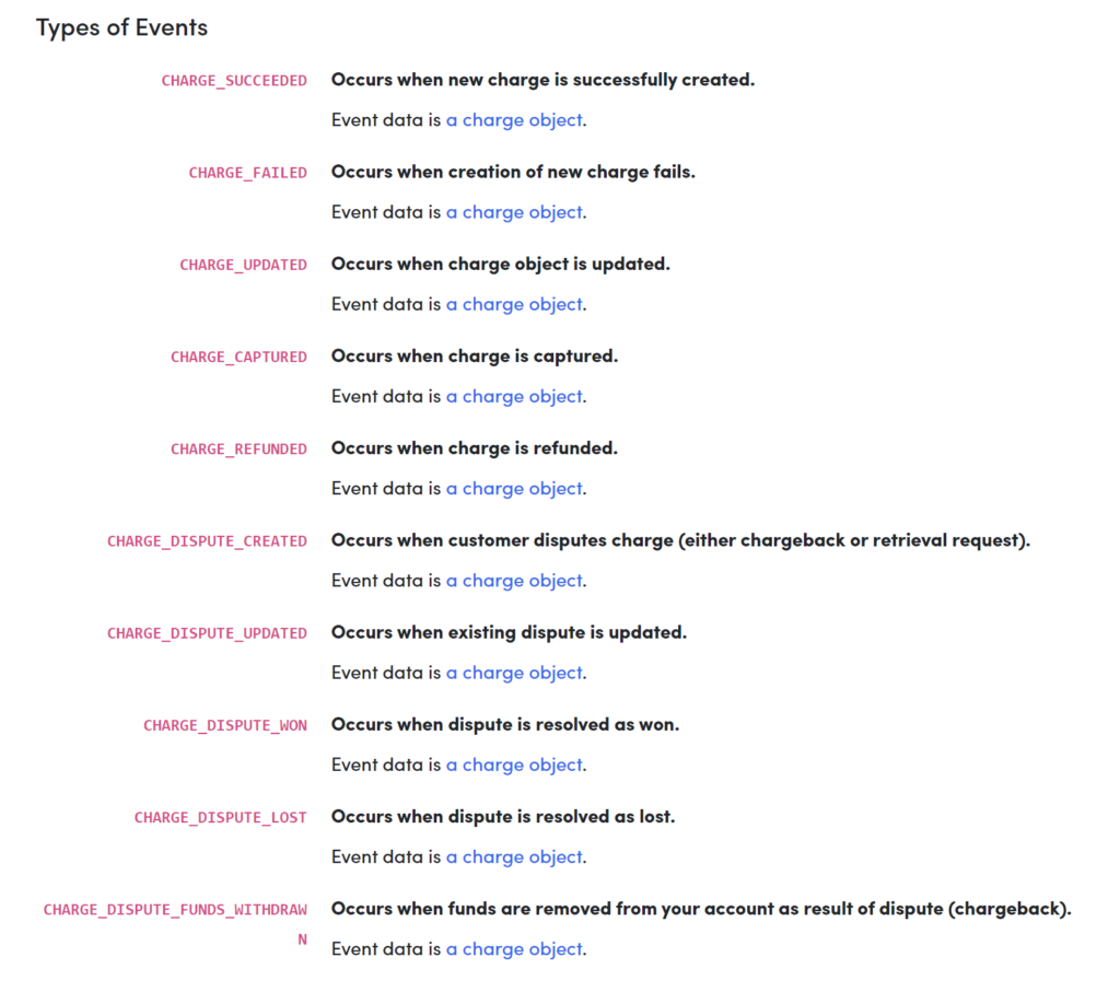 types of events events and webhooks