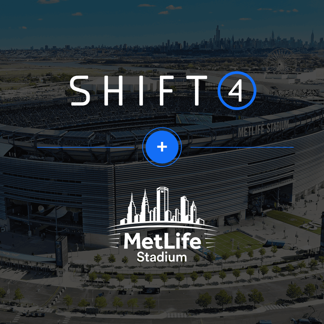 Shift4 to power payments for Metlife Stadium. Shift4 and Metlife Stadium logos