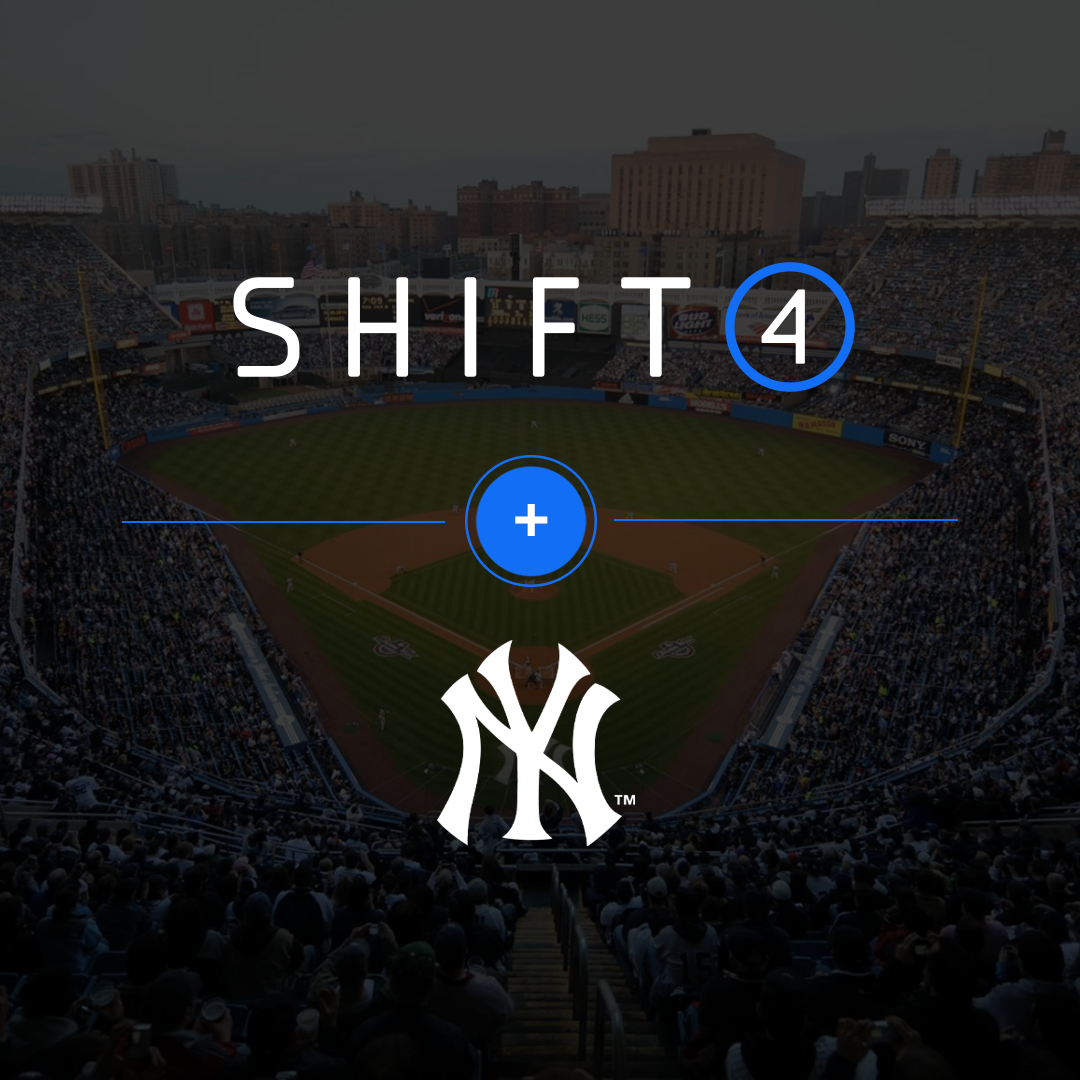 New York Yankees select Shift4 as point of sale partner. Shift4 & NYY logos